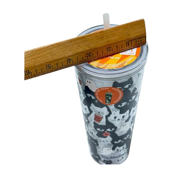 Tim Hortons TumblerHalloween Black Cats Glow in Dark 24 oz 2025 Limited Ed NEW - Picture 10 of 11
